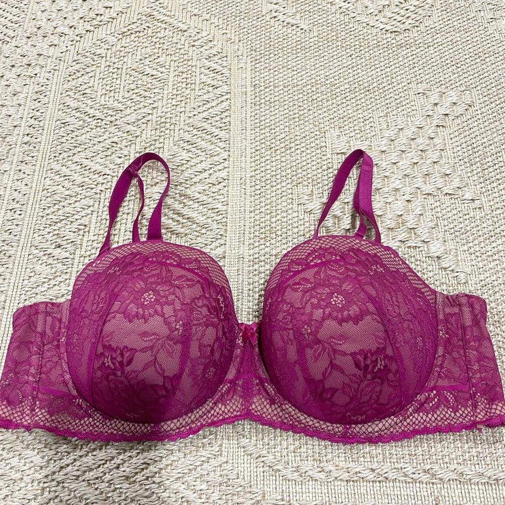 Torrid Curve Elegant Lace Underwire Bra - Fuchsia Pink Women’s size 44C